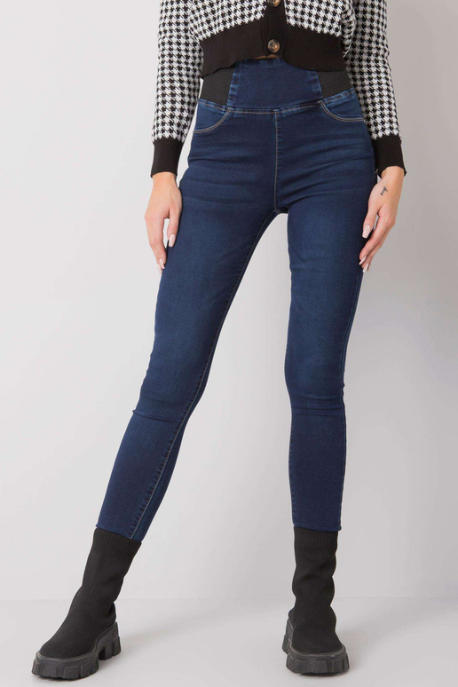 Tmavě modré jeggings s vysokým pasem...