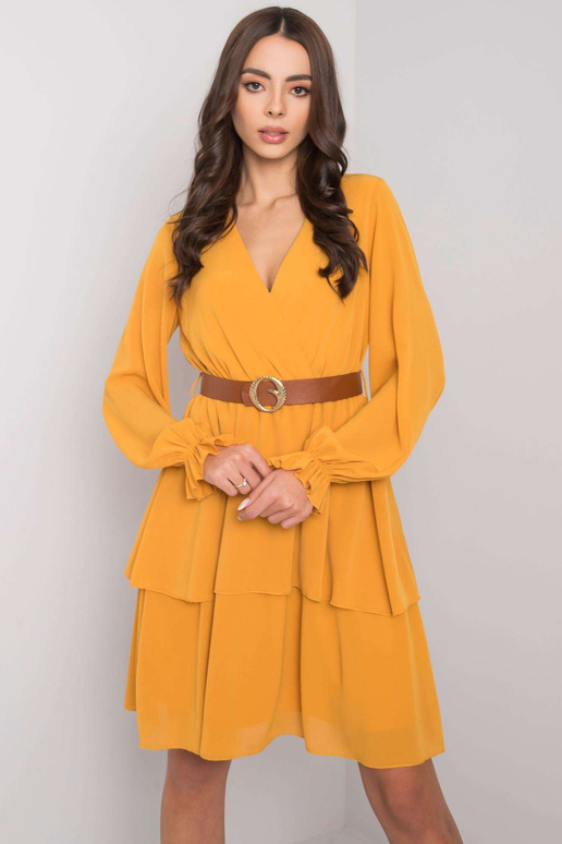 Žluté šaty Shellie s dlouhým rukávem