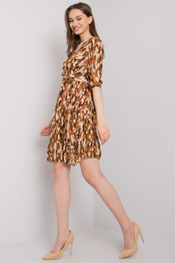 Hnědé vzorované šaty s...