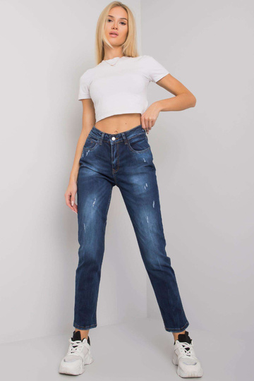 Tmavě modré rovné džíny pro...