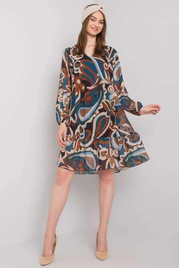 Modré a hnědé šaty s... 2