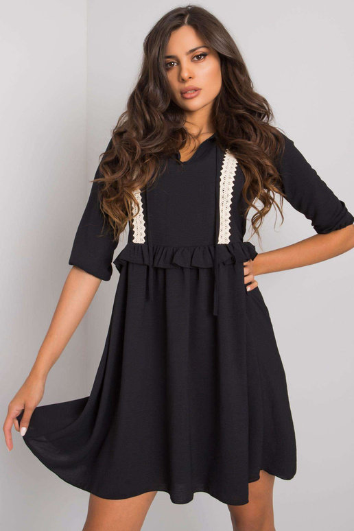 Křišťálové šaty z černé viskózy RUE...