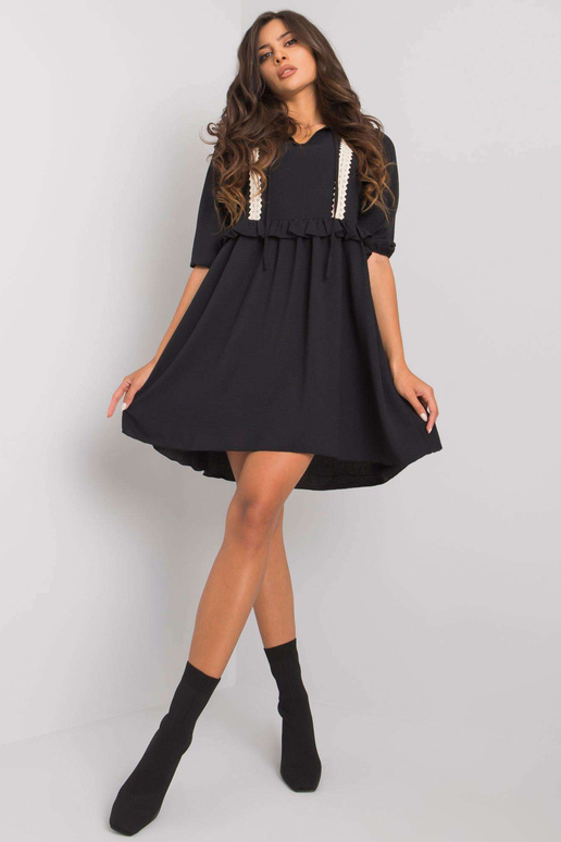 Křišťálové šaty z černé viskózy RUE...