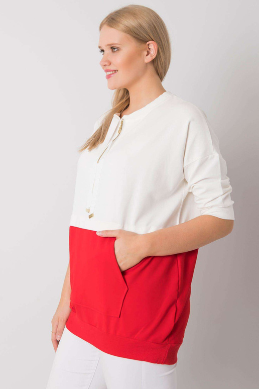 Ecru-červená tunika z bavlny...