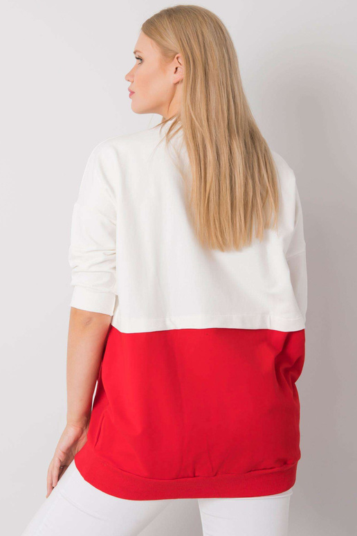 Ecru-červená tunika z bavlny...