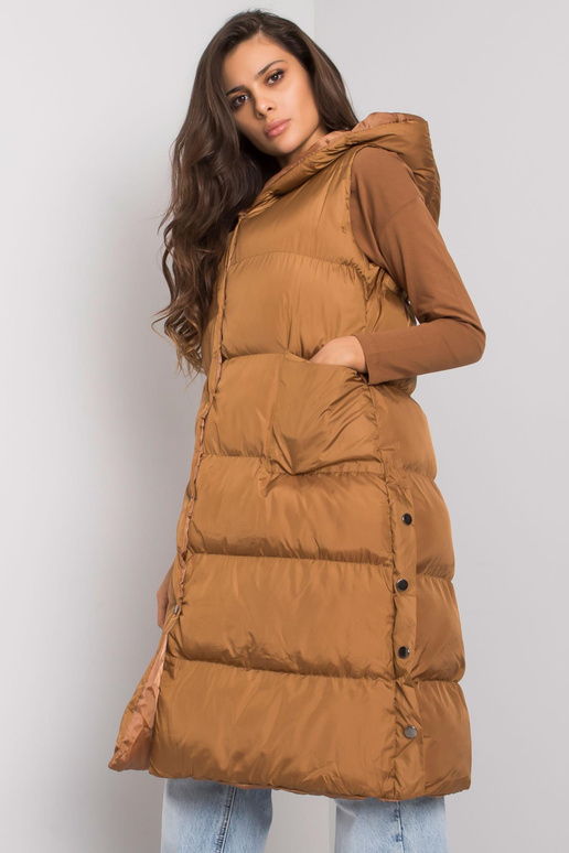 Hnědá Chase prošívaná vesta s kapucí