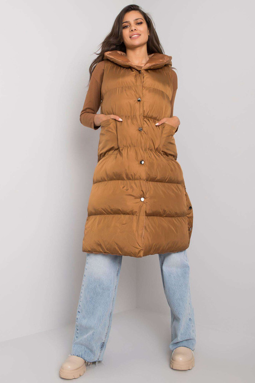 Hnědá Chase prošívaná vesta s kapucí