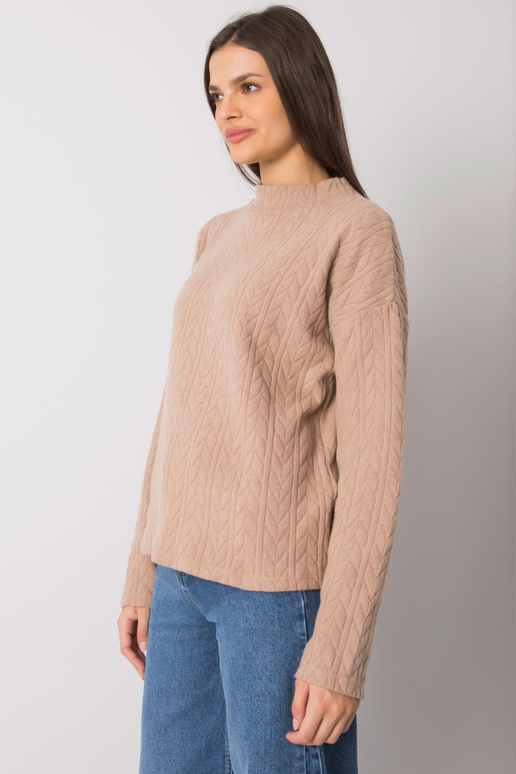 Tmavě béžový svetr s drobným vzorem...