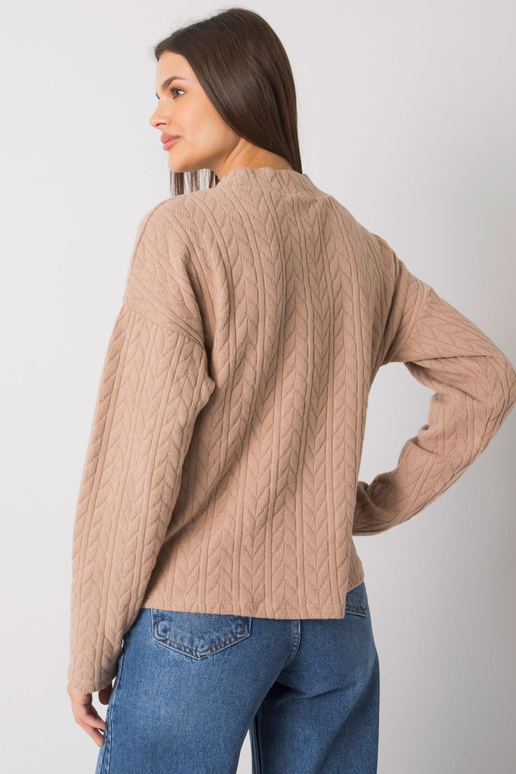 Tmavě béžový svetr s drobným vzorem...