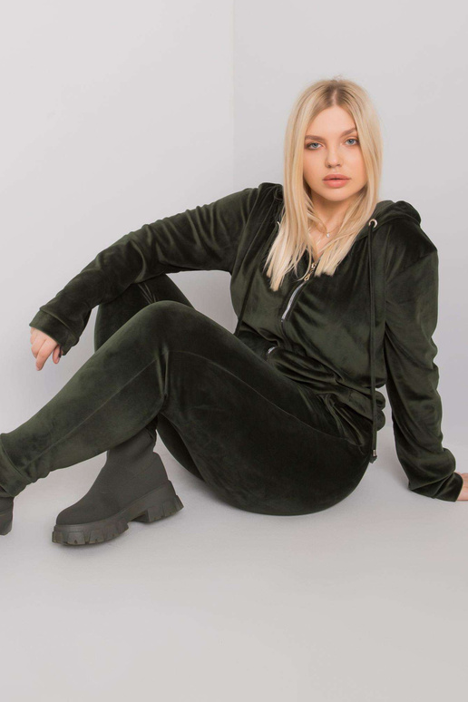 Khaki velur plus size set Michell