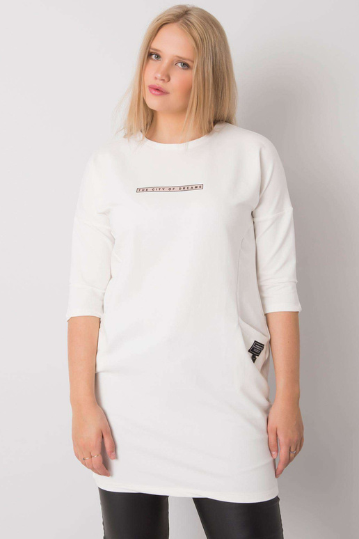 Ecru šaty větší velikosti s kapsami...