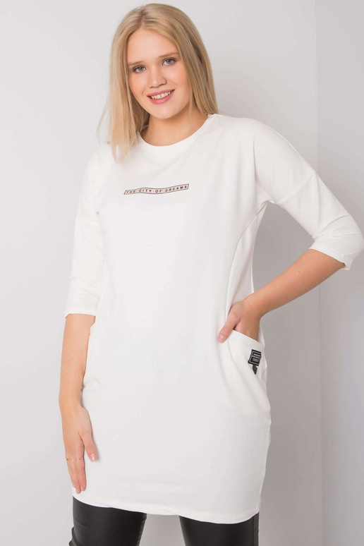 Ecru šaty větší velikosti s kapsami...