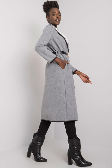 Šedý melanžový kabát s...