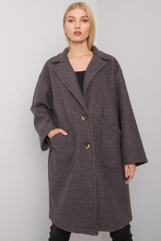 Dámský grafitový kabát s kapsami...