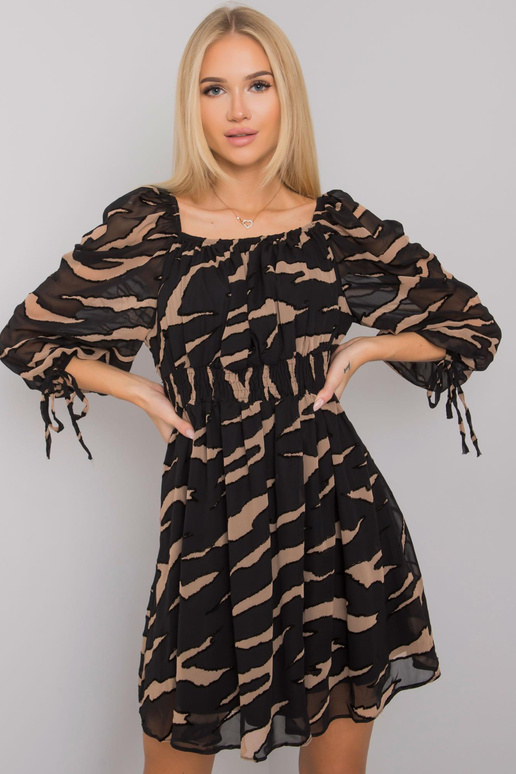 Černobéžové španělské šaty s potisky... Černobéžové španělské šaty s potisky...