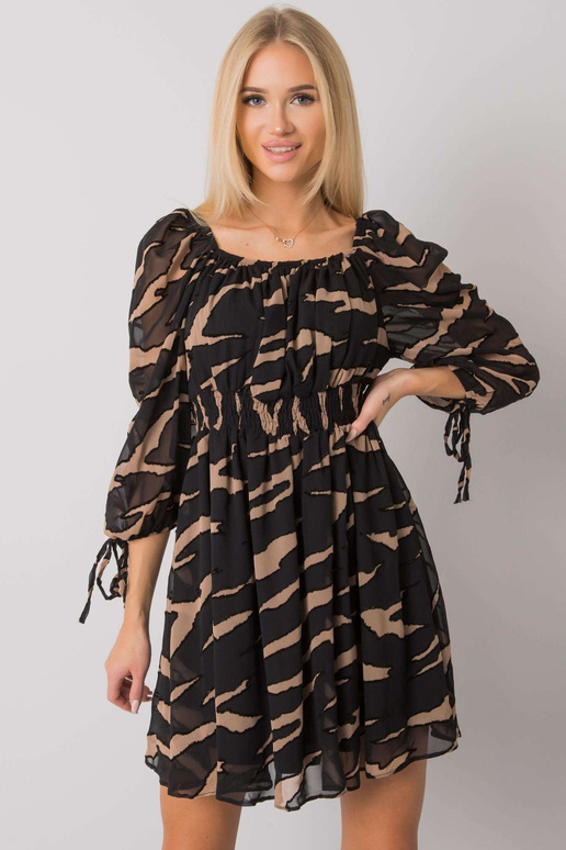 Černobéžové španělské šaty s potisky... Černobéžové španělské šaty s potisky...