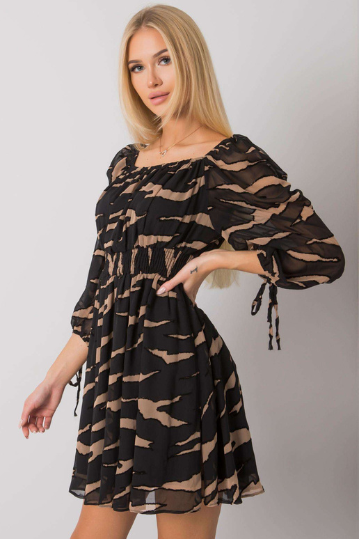 Černobéžové španělské šaty s potisky... Černobéžové španělské šaty s potisky...