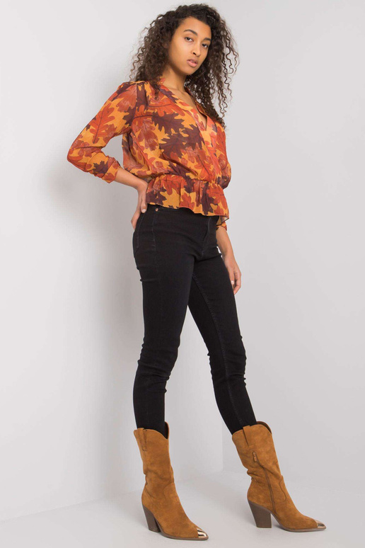 Hnědá šifonová halenka Barrie Print