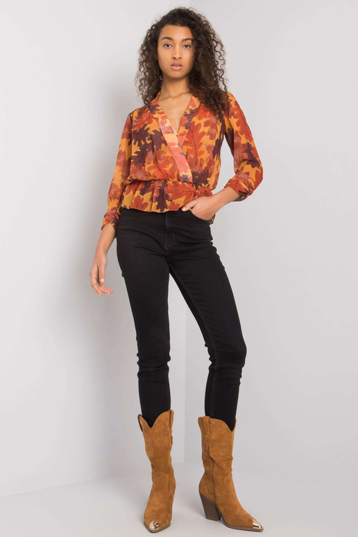 Hnědá šifonová halenka Barrie Print