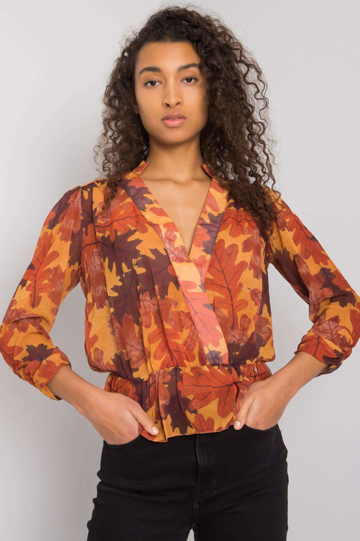 Hnědá šifonová halenka Barrie Print