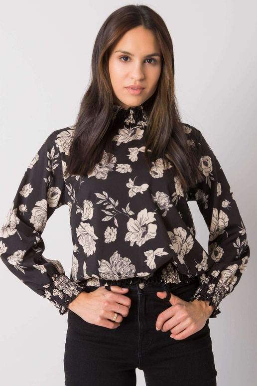 Černo béžová halenka s květinami Damika