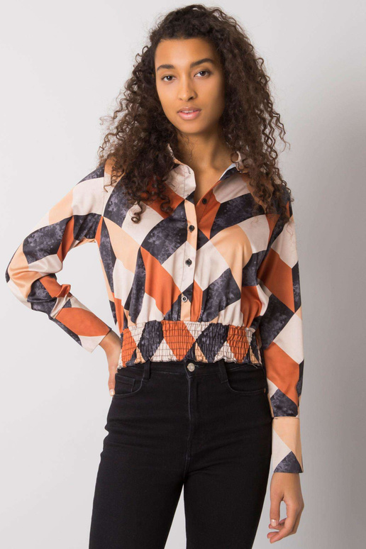 Grizella černo-béžová košilová halenka