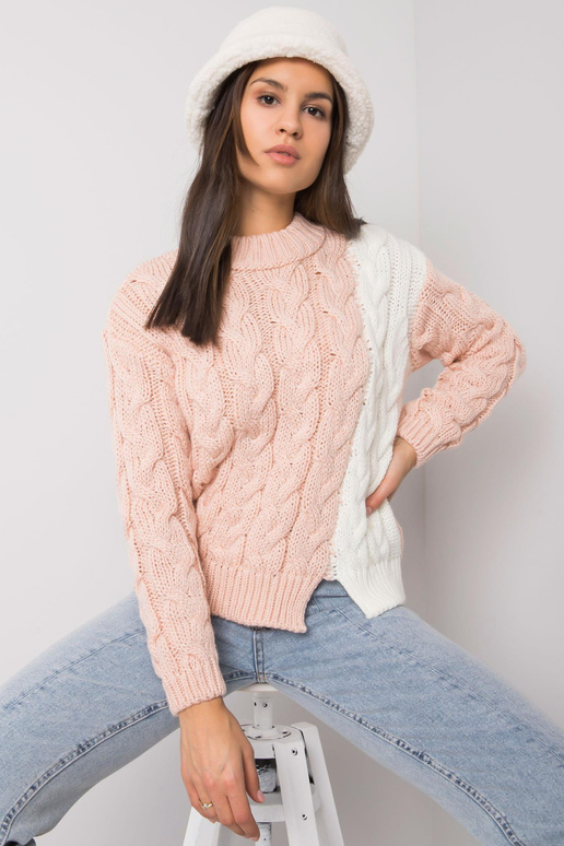 Růžový dámský svetr s copánky...