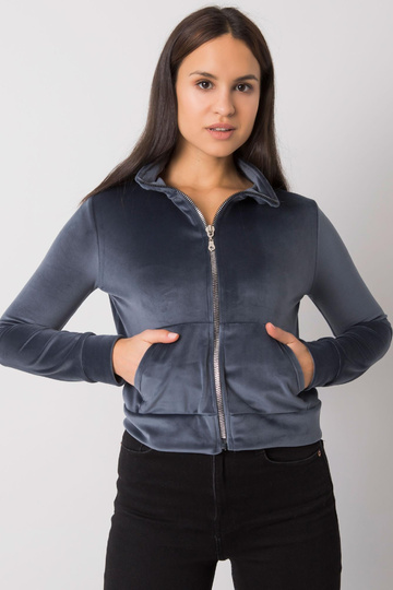 Tmavě šedá velurová mikina... 2