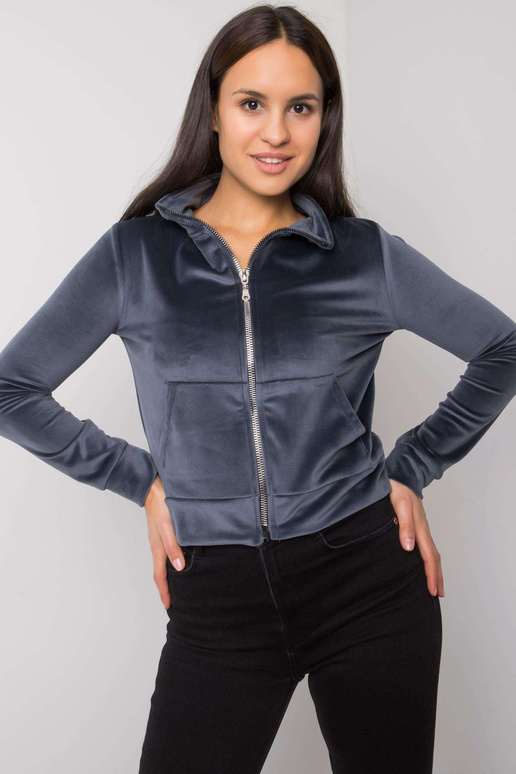 Tmavě šedá velurová mikina Charley...