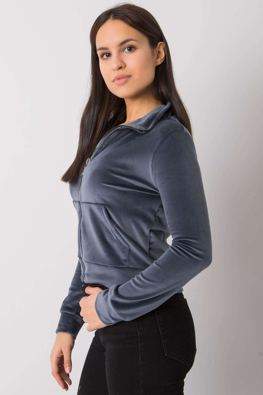 Tmavě šedá velurová mikina Charley...