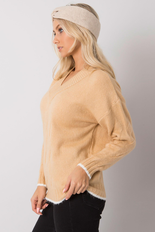 Velbloudí svetr s výstřihem do V...