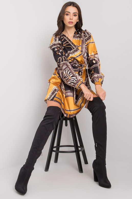 Černožluté šaty s páskem Alarra