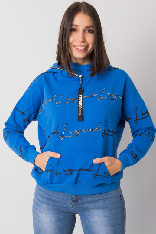 Tmavě modrá mikina plus size s kapsou...