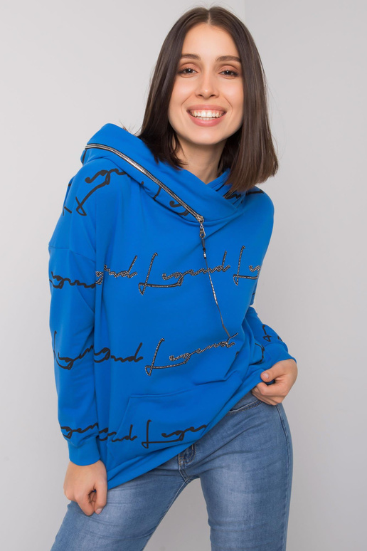 Tmavě modrá mikina plus size s kapsou...