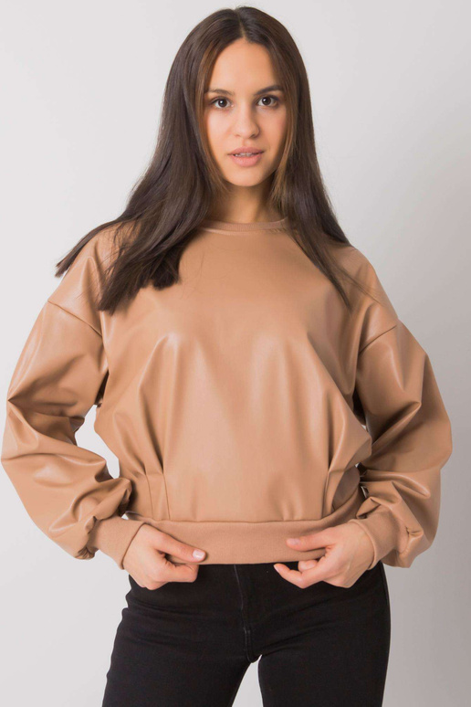 Velbloudí mikina s vložkou z ekokůže...