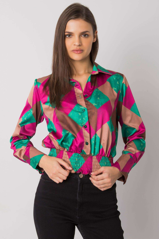 Fuchsiově zelená košilová halenka...