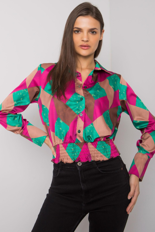 Fuchsiově zelená košilová halenka...