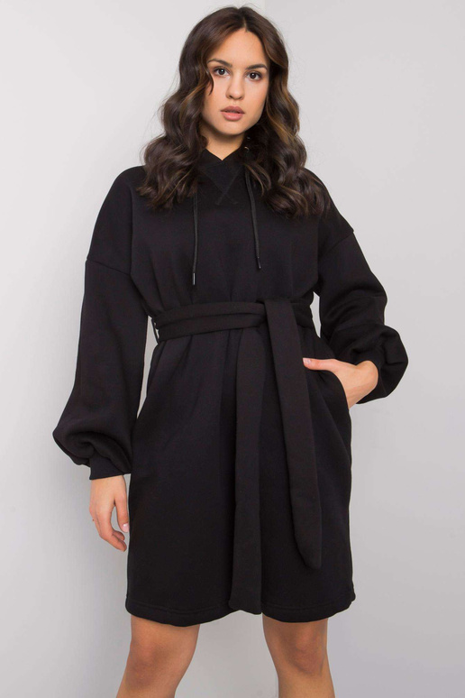 Černé teplákové šaty s páskem Raella