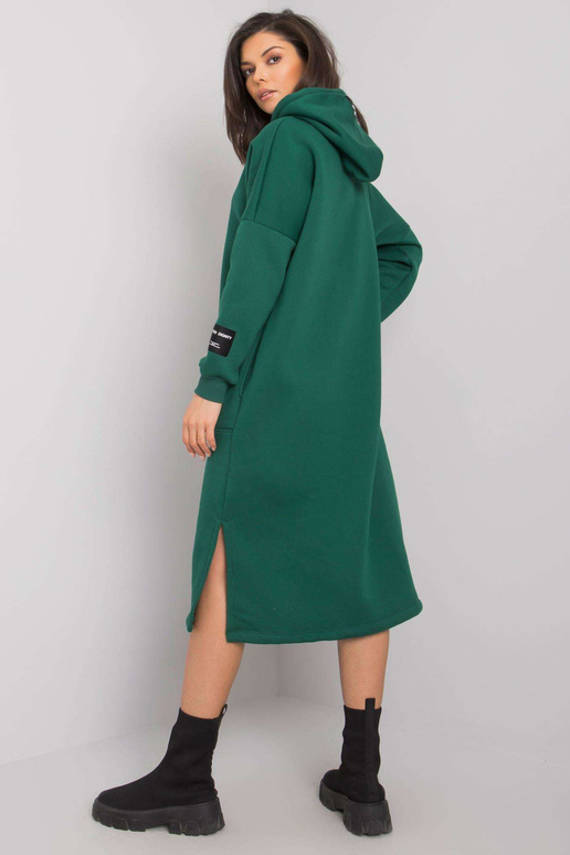 Tmavě zelené mikinové šaty s kapsami...