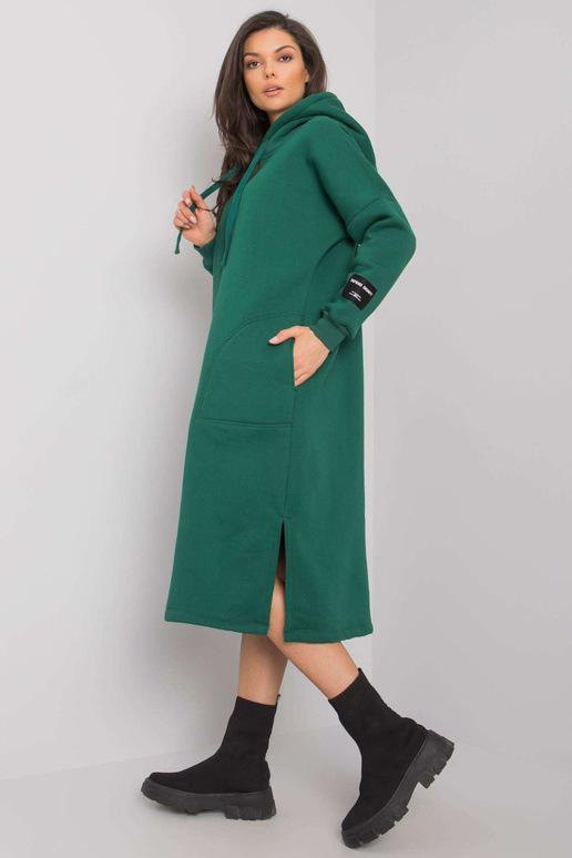 Tmavě zelené mikinové šaty s kapsami...