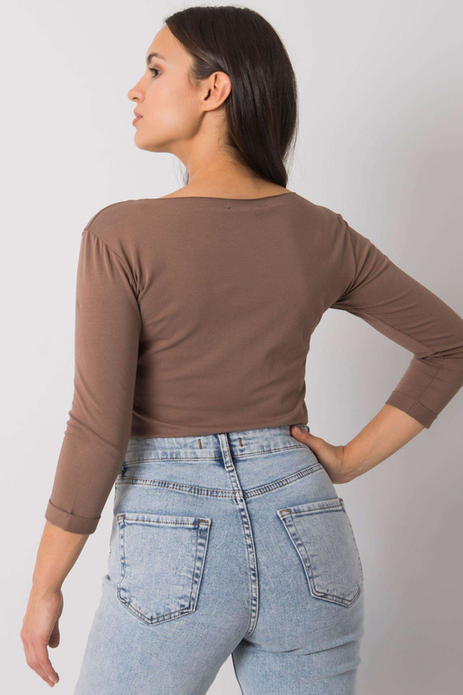 Hnědá basic halenka s kapsou Steffanie