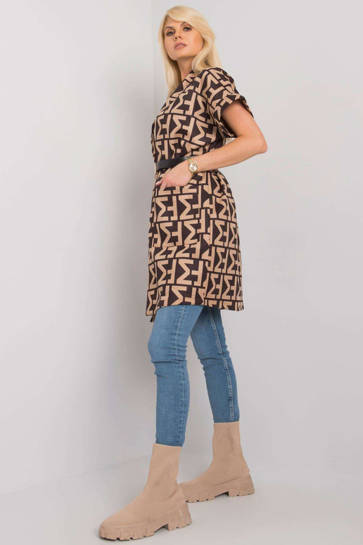 Béžový a černý vzorovaný kabát s...