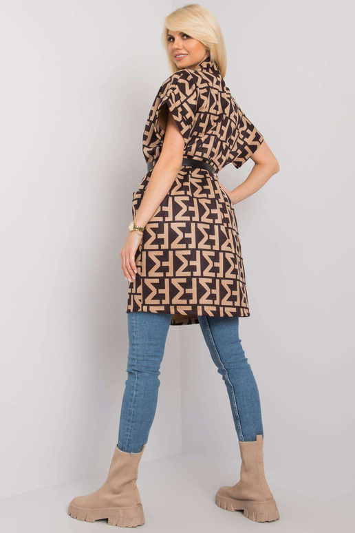 Béžový a černý vzorovaný kabát s...