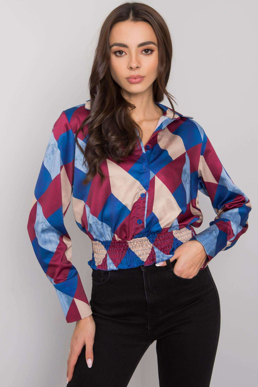 Vínově modrá košilová halenka se...