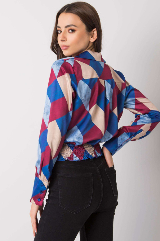 Vínově modrá košilová halenka se...