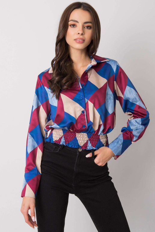 Vínově modrá košilová halenka se...