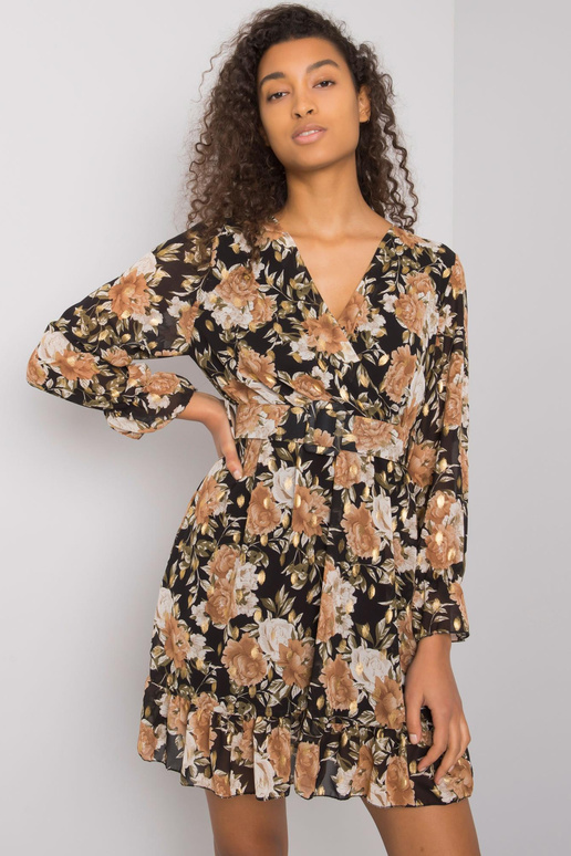 Černo-béžové šaty s volánem Alisia