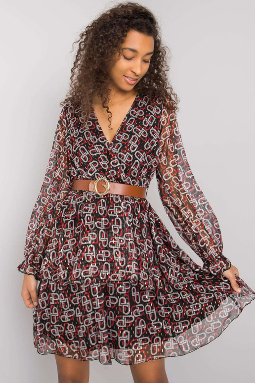 Černočervené dámské šaty s potiskem Jae