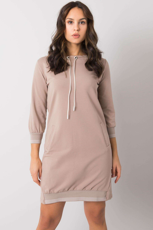 Tmavě béžové bavlněné šaty Sinead RUE...