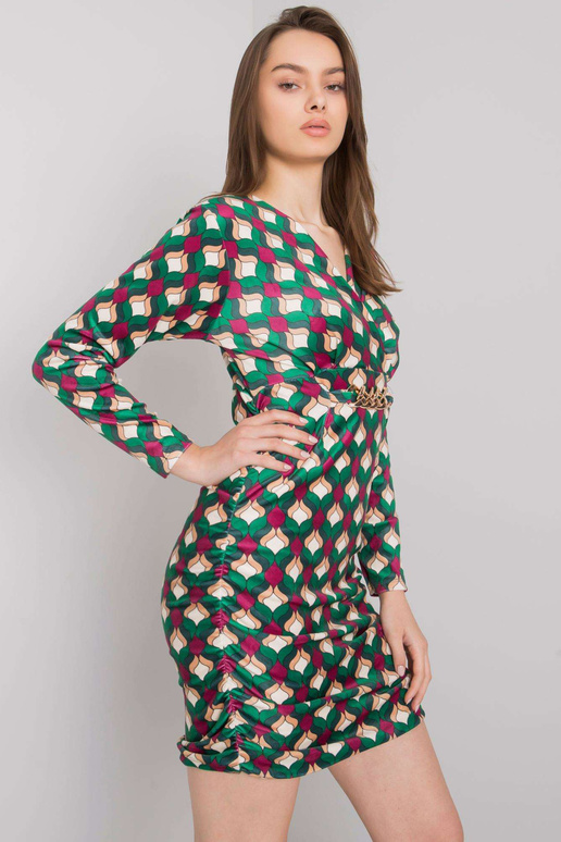 Zelené velurové šaty se vzory Montilla